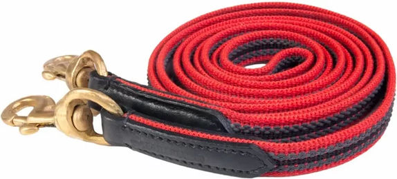 Karlslund Gummizügel für Pferde in Rot mit Messingbeschlägen - 250 cm – Bild 1 von 2