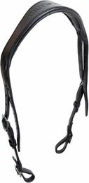 Karlslund Kombi anatomisches Genickstück aus Leder in Schwarz mit Chrom-Elementen für Pferde – Bild 1 von 4
