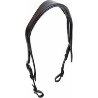 Produktbild von Karlslund Kombi anatomisches Genickstück aus Leder in Schwarz mit Chrom-Elementen für Pferde
