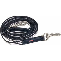 Produktbild von Karlslund Langer Zügel für Pferde aus geflochtenem Gummi in Schwarz - 250 cm