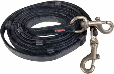 Produktbild von Karlslund Leder-Pferdezügel in Schwarz mit verchromten Beschlägen