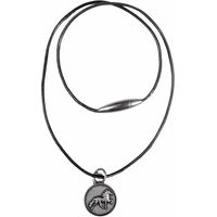 Produktbild von Karlslund Lederhalskette mit Pferdeanhänger in Schwarz und Silber