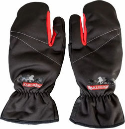 Produktbild von Karlslund Lux Fäustlinge aus Leder in Schwarz XS wasserabweisend Unisex Winterhandschuhe
