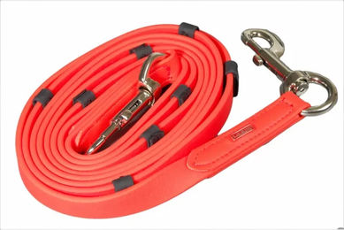 Produktbild von Karlslund Pferdezügel mit Stoppern aus Biothane in Rot