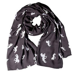 Karlslund Schal mit Pferde-Motiv Schwarz Grau aus Viscose – Bild 1 von 2