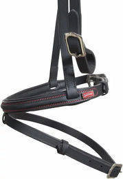 Karlslund Soft Comfort Reittrense aus Leder mit kombiniertem Reithalfter Schwarz Rot – Bild 1 von 3