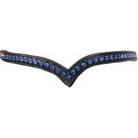 Produktbild von Karlslund Stirnband für Pferde aus Leder mit Kristallen in Schwarz und Blau