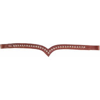 Produktbild von Karlslund Stirnband für Pferde mit Kristallen in Braun und Weiß aus Leder