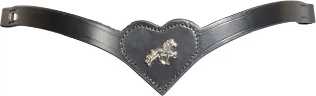 Produktbild von Karlslund Stirnband Heart And Horse aus Leder in Schwarz für Pferde