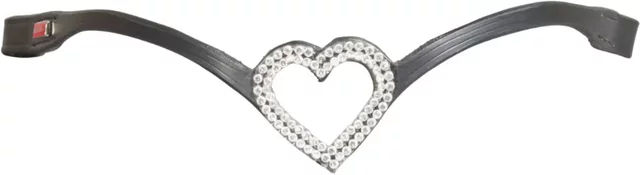 Produktbild von Karlslund Stirnband Kombi Heart aus Leder in Schwarz und Weiß für Pferde