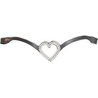 Produktbild von Karlslund Stirnband Kombi Heart aus Leder in Schwarz und Weiß für Pferde