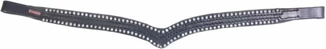 Produktbild von Karlslund Stirnband Kombi V aus Leder für Pferde in Schwarz und Weiß