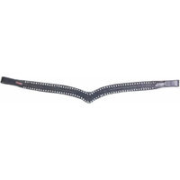 Produktbild von Karlslund Stirnband Kombi V aus Leder für Pferde in Schwarz und Weiß