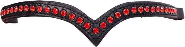 Karlslund Stirnband Set für Pferde mit Kristallen in Schwarz und Rot – Bild 1 von 2