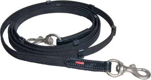 Karlslund Supergrip Pferdezügel aus Gummi mit Stegen in Schwarz und Chrom - 250 cm – Bild 1 von 2