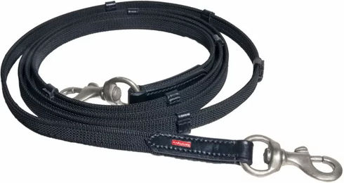 Karlslund Supergrip Pferdezügel aus Gummi mit Stoppern in Schwarz und Chrom – Bild 1 von 6