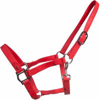Produktbild von Karlslund SuperStrap-Halfter aus Biothane für Pferde in Rot mit Chrom-Elementen