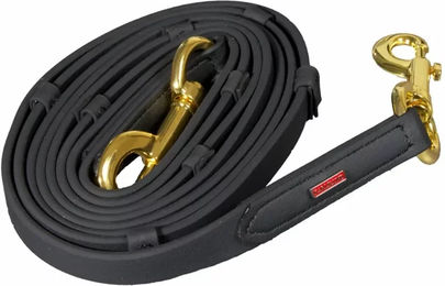 Karlslund SuperStrap-Pferdezügel mit Stegen in Schwarz und Chrom - 250 cm – Bild 1 von 2