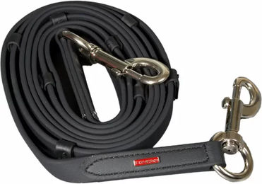Karlslund SuperStrap-Pferdezügel mit Stegen in Schwarz und Messing - 250 cm – Bild 1 von 3