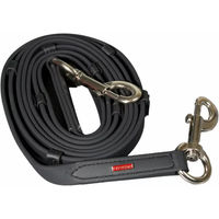 Produktbild von Karlslund SuperStrap-Pferdezügel mit Stegen in Schwarz und Messing - 250 cm