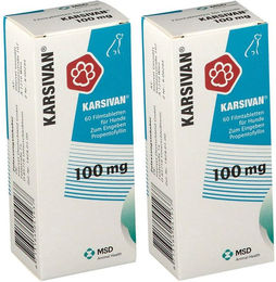 Produktbild von Karsivan 100 mg Vet Tabletten zur Seniorenpflege für Hunde aller Größen