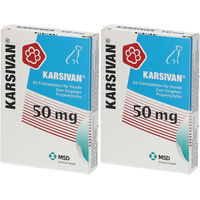 Produktbild von Karsivan 50 mg Vet Tabletten für Senioren zur Unterstützung von Herz, Atemwegen und Gelenken