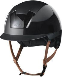 Produktbild von KASK Kooki Reithelm mit braunem Kinnriemen in Schwarz