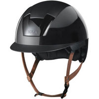 Produktbild von KASK Kooki Reithelm mit braunem Kinnriemen in Schwarz aus Kunststoff Größe 56