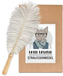 Kater Kasimir Federwedel für Katzen mit echten Straußenfedern aus Naturmaterial – Bild 1 von 3