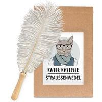 Produktbild von Kater Kasimir Federwedel für Katzen mit echten Straußenfedern aus Naturmaterial