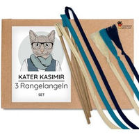 Produktbild von Kater Kasimir Katzen Spielangel aus Naturmaterial mit Buchenholz und Baumwollband 3er-Set