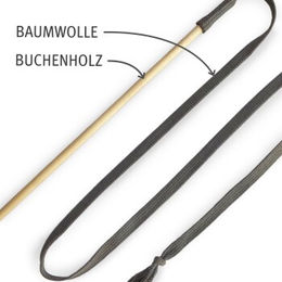 Kater Kasimir Katzenangel aus Buchenholz mit grauem Baumwollband – Bild 1 von 2