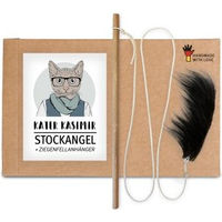 Produktbild von Kater Kasimir Katzenangel aus Buchenholz mit schwarzem Ziegenfell-Anhänger