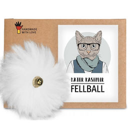 Kater Kasimir Katzenball aus echtem Schaffell mit Korkkern – Bild 1 von 5