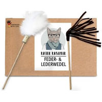 Produktbild von Kater Kasimir KatzenSpielzeug Federwedel und Lederwedel mit Naturfedern und Rindsleder