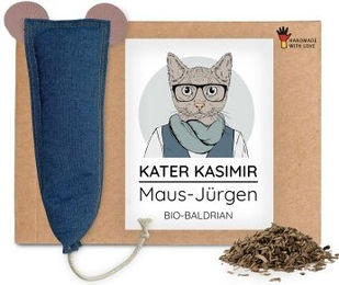 Kater Kasimir Maus-Jürgen XXL Spielmaus für Katzen aus Jeans-Stoff und Leder mit Baldrian – Bild 1 von 3