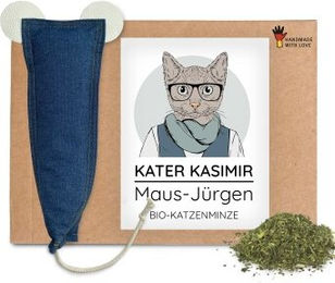 Kater Kasimir MAUS-JÜRGEN XXL Spielmaus für Katzen aus Jeans-Stoff und Leder mit Katzenminze – Bild 1 von 3