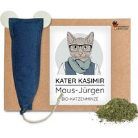 Produktbild von Kater Kasimir MAUS-JÜRGEN XXL Spielmaus für Katzen aus Jeans-Stoff und Leder mit Katzenminze