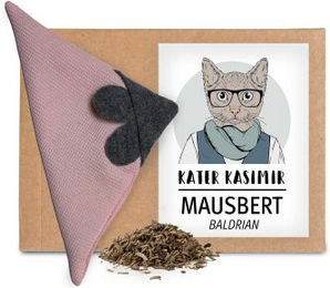 Kater Kasimir Mausbert 2-in-1 Katzenspielzeug und Kuschelkissen aus Bio-Baumwolle mit Bio-Baldrian – Bild 1 von 7