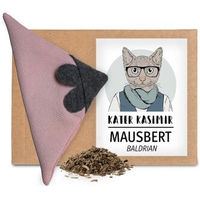 Produktbild von Kater Kasimir Mausbert 2-in-1 Katzenspielzeug und Kuschelkissen aus Bio-Baumwolle mit Bio-Baldrian