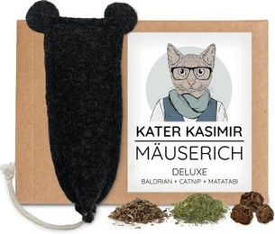 Kater Kasimir MÄUSERICH Deluxe XL Katzenspielzeug Maus aus Wollfilz mit Bio-Katzenminze, Bio-Baldrian und Matatabi-Früchten – Bild 1 von 10