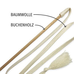 Kater Kasimir Rangelangel Katzenspielzeug aus Buchenholz mit Baumwollband in Beige und Weiß – Bild 1 von 3