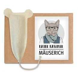 Kater Kasimir XL Spielmaus aus Wollfilz mit Katzenminze für Katzen in Beige – Bild 1 von 5
