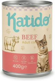 Produktbild von KATIDO Adult Katzen Nassfutter Rind mit Stückchen in Sauce getreidefrei und mit hohem Fleischanteil 400 g