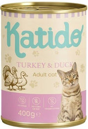 Produktbild von KATIDO Nassfutter für Katzen Adult Pute und Ente mit Stückchen in Sauce getreidefrei 400 g