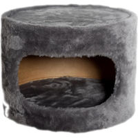 Produktbild von Kattens No. 1 Schlafhöhle für Katzen mit Panoramafenster aus Plüsch Grau Ø 40 cm