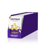 Produktbild von Kattovit Anti Hairball Katzen Nassfutter Lachs Stückchen in Sauce für erwachsene Katzen 85 g