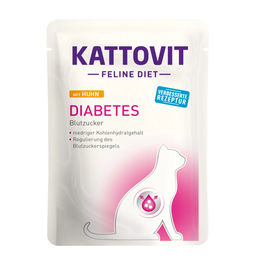 Produktbild von Kattovit Diabetes Katzen Nassfutter Huhn Stückchen in Sauce für Adult 24x85g