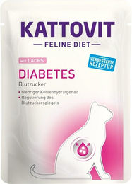 Kattovit Feline Diet Diabetes Nassfutter Lachs für erwachsene Katzen zur Gewichtskontrolle 24 x 85 g - 24 x 85 g – Bild 1 von 5