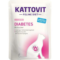 Produktbild von Kattovit Feline Diet Diabetes Nassfutter Lachs für erwachsene Katzen zur Gewichtskontrolle 24 x 85 g - 24 x 85 g